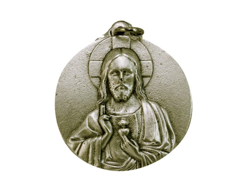 Medallón Sagrado Corazón 4cm  fundicion