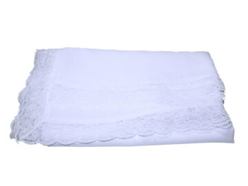 Mantel Altar blanco c/puntilla (crepe poliéster) 4,00x1,40mts
