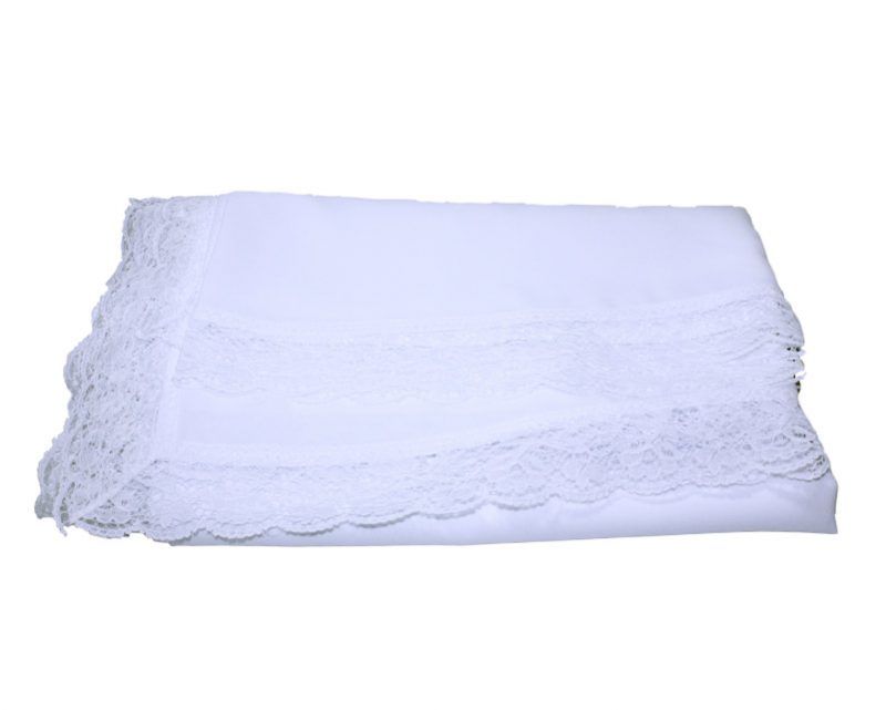 Mantel Altar blanco c/puntilla (crepe poliéster) 4,00x1,40mts