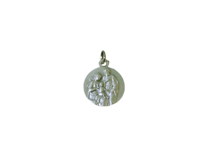 Sagrada Familia redonda Medalla italiana plateada 18mm