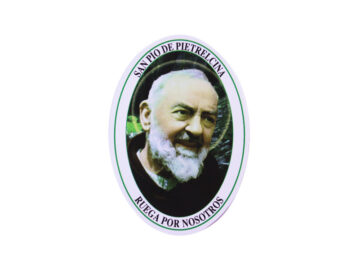 Adhesivos doble faz ovalado Padre Pio. 11cm