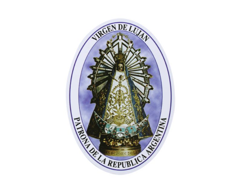 Adhesivos doble faz ovalado Virgen de Luján. 11cm
