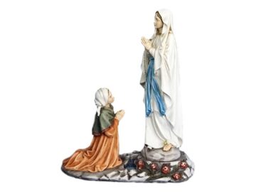 Estatua resina italiana de la Virgen de Lourdes de 23x18cm