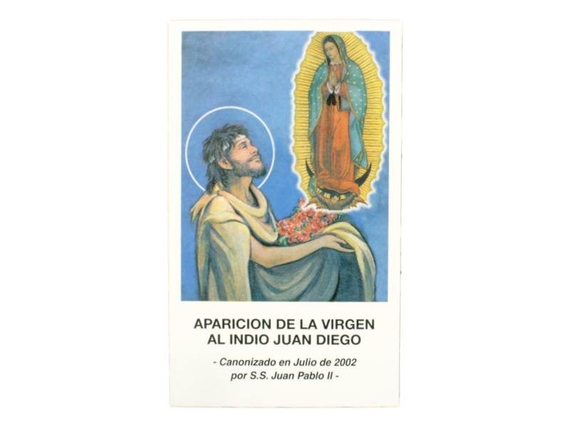 Estampita Aparicion de la Virgen al indio Juan Diego frente