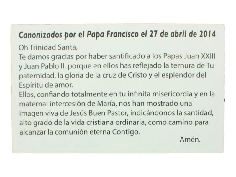 Estampita Juan Pablo II y Juan XIII oracion