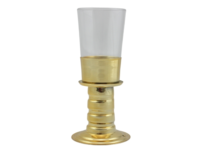 Candelero Hierro con baño dorado Velon liturgico Alto 20cm (con vaso) - frente