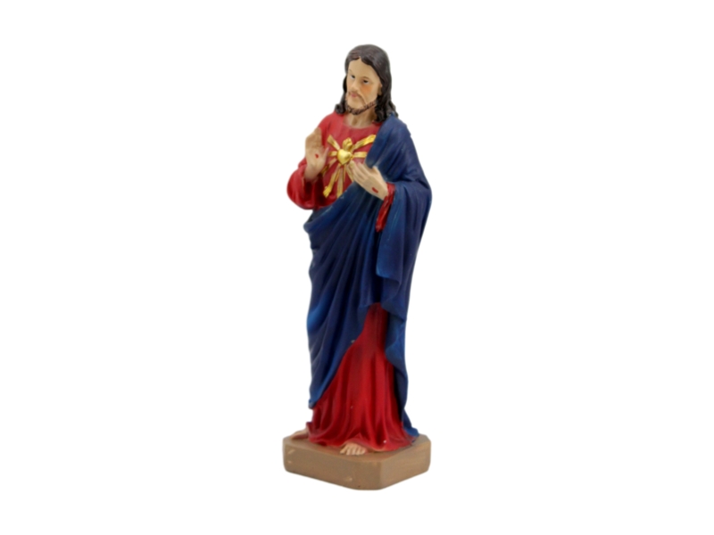 Estatua - Resina Italiana - Sagrado Corazon de Jesus 20cm - derecha