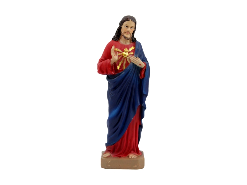 Estatua - Resina Italiana - Sagrado Corazon de Jesus 20cm - frente