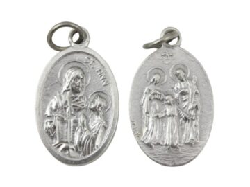 Medalla oval - Plateada - Santa Ana Y Sagrada Familia - 20mm