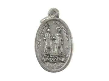 Medalla oval - Plateada - San Cosme Y San Damian - 20mm