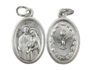 Medalla oval - Plateada - Sagrada Familia Y Espiritu Santo - 20mm