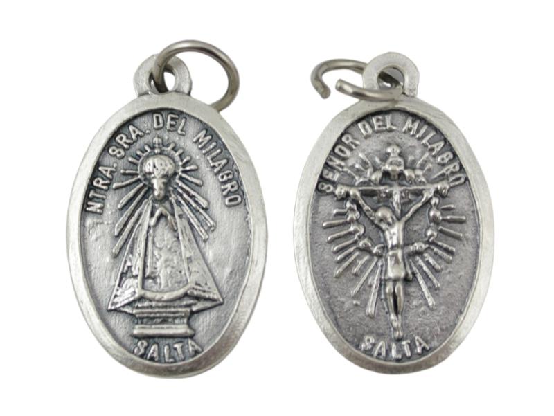 Medalla oval - Plateada - Virgen y Señor del Milagro de Salta - 20mm