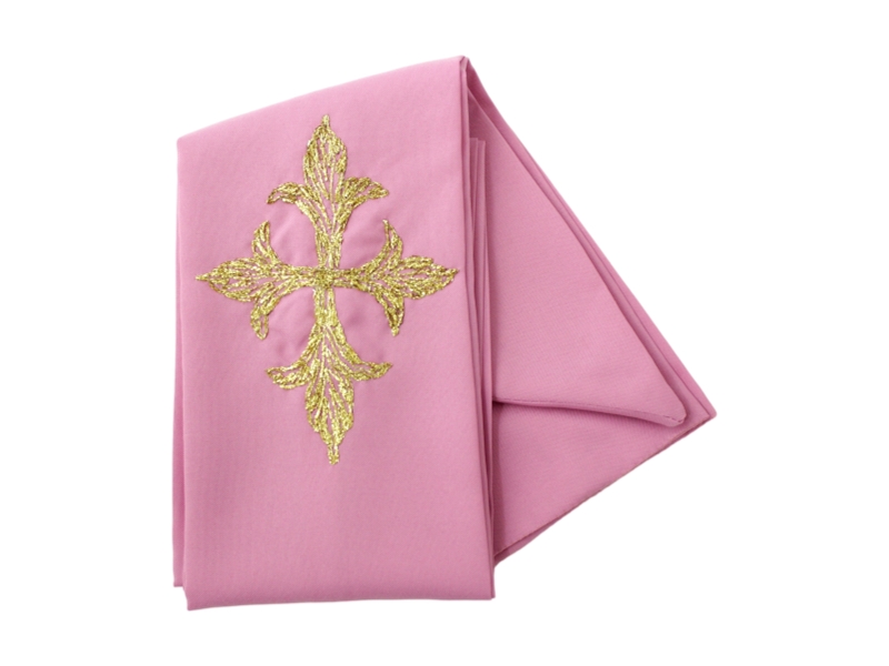 Estola Sacerdotal simple con bordado Dorado - Poliester - rosa