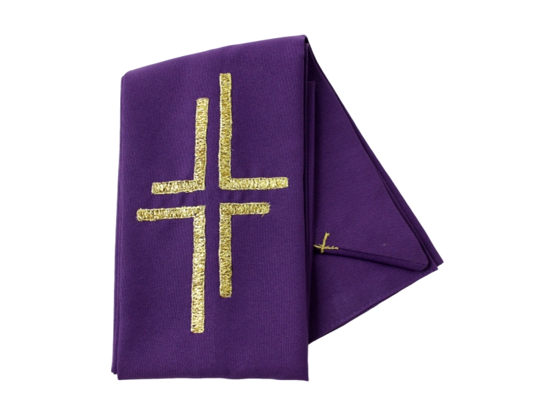 Estola Sacerdotal simple con bordado Dorado - Poliester - violeta